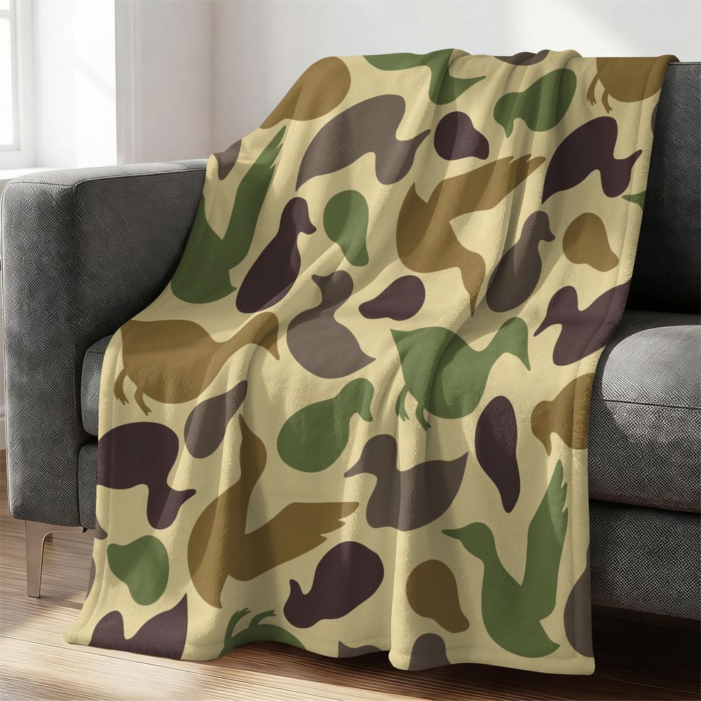 Duck Pattern Flannel Blanket S - Hunting Outdoor Rug recension och pris