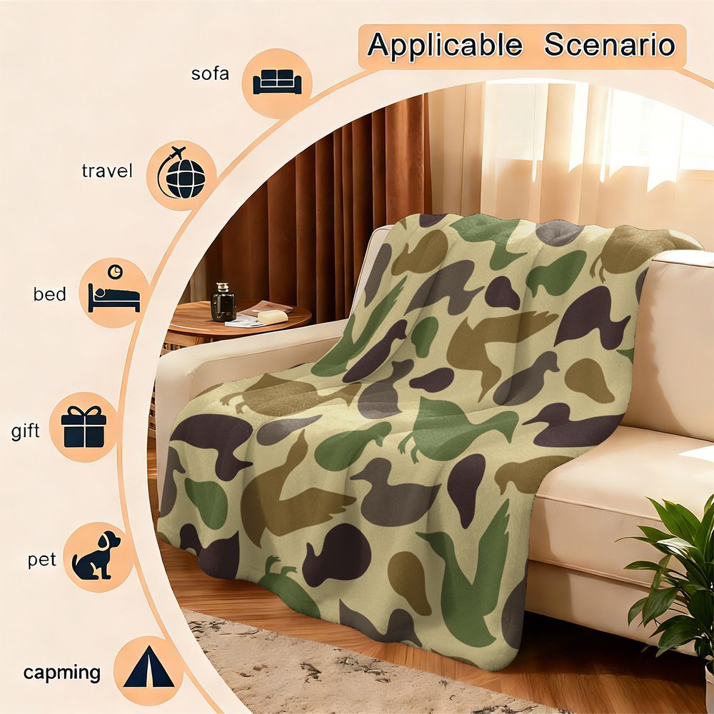 Duck Pattern Flannel Blanket S - Hunting Outdoor Rug recension och pris