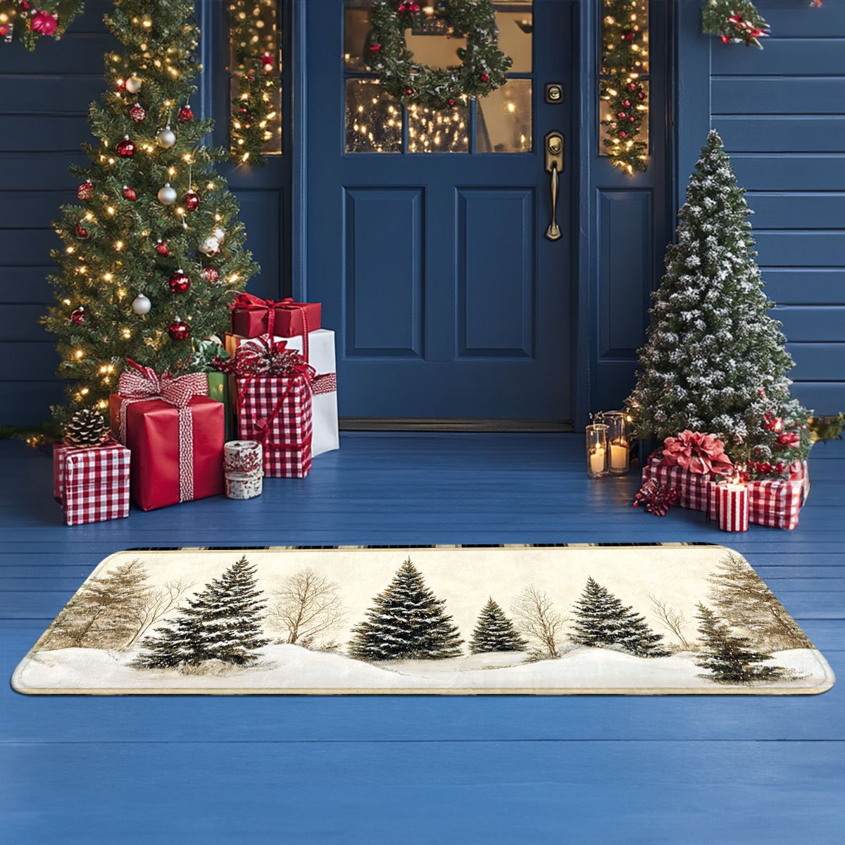 Winter Snow Hunting Cabin Pine - Hunting Outdoor Rug recension och pris