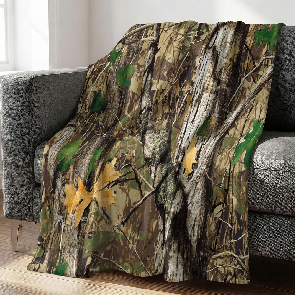 Forest Camouflage Flannel Blan - Hunting Outdoor Rug recension och pris