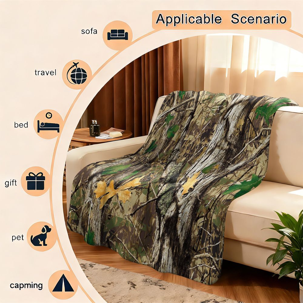 Forest Camouflage Flannel Blan - Hunting Outdoor Rug recension och pris