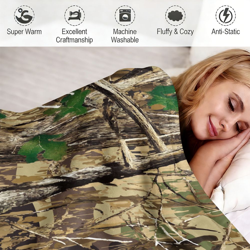 Forest Camouflage Flannel Blan - Hunting Outdoor Rug recension och pris