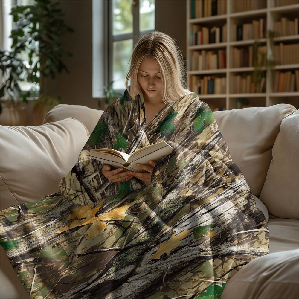 Forest Camouflage Flannel Blan - Hunting Outdoor Rug recension och pris