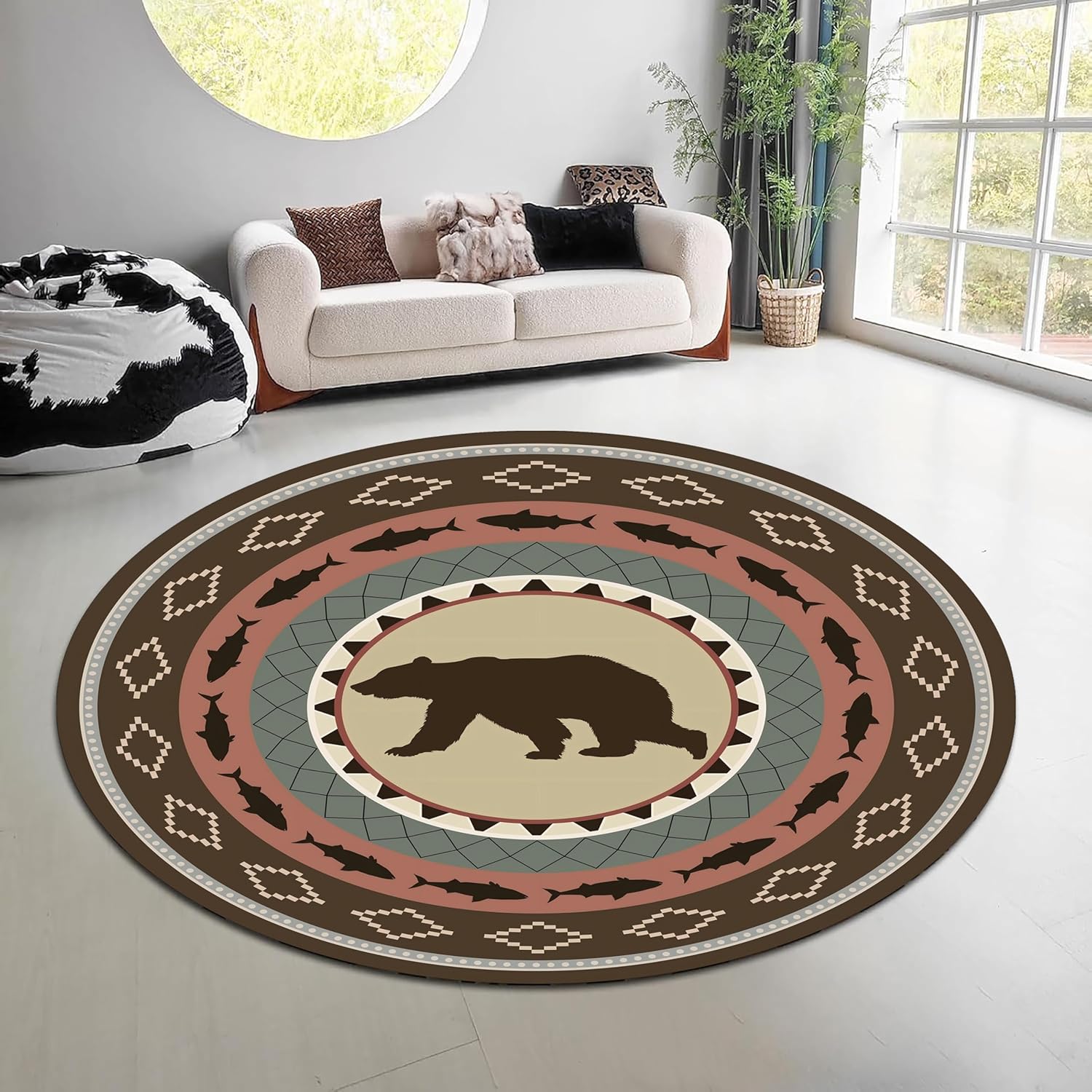 Vintage Nature Forest Round Ru - Hunting Outdoor Rug recension och pris