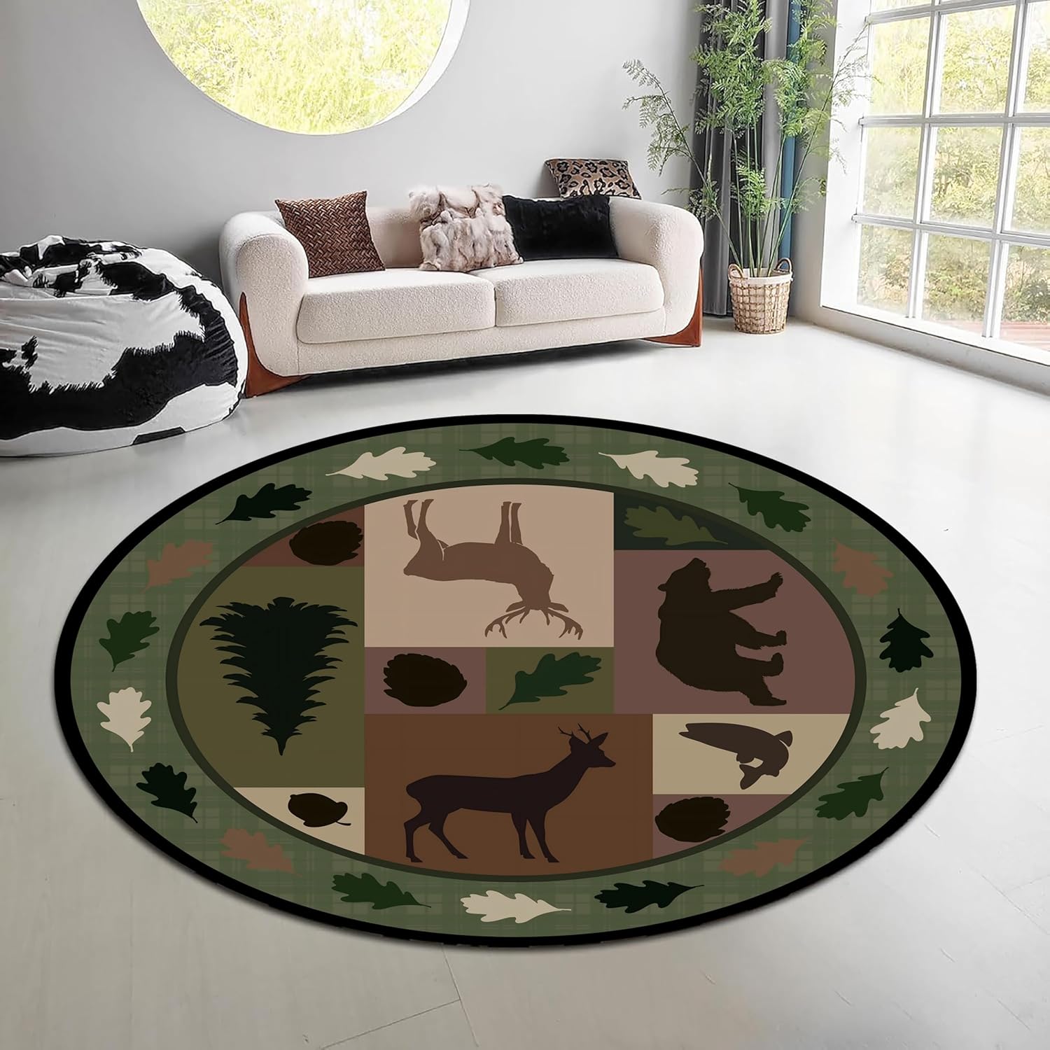 Vintage Nature Forest Round Ru - Hunting Outdoor Rug recension och pris