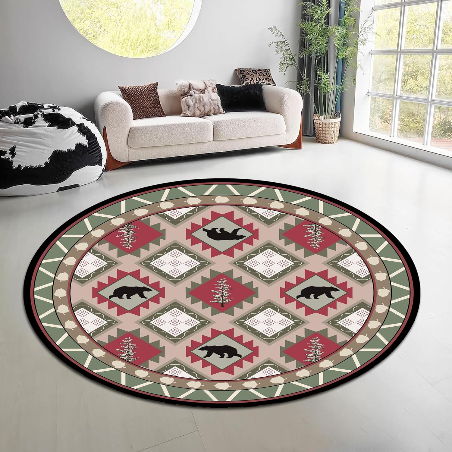 Vintage Nature Forest Round Ru - Hunting Outdoor Rug recension och pris